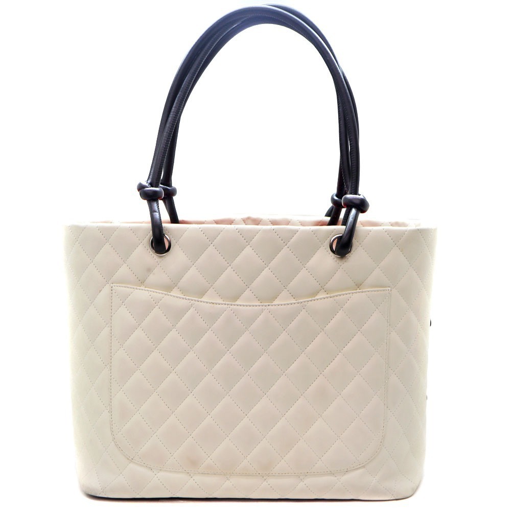 Chanel Large Black Bag Cambon Line Tote White